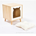 ビッグセール猫木製家具猫の家と取り外し可能な猫のベッド